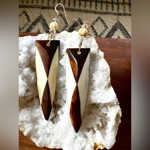 Bone batik earrings
